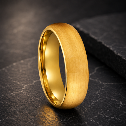 Brushed Gold Tungsten Wedding Band