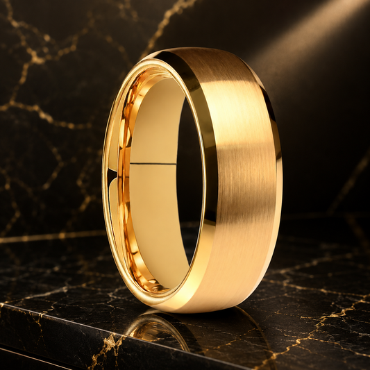 Brushed Gold Tungsten Wedding Ring