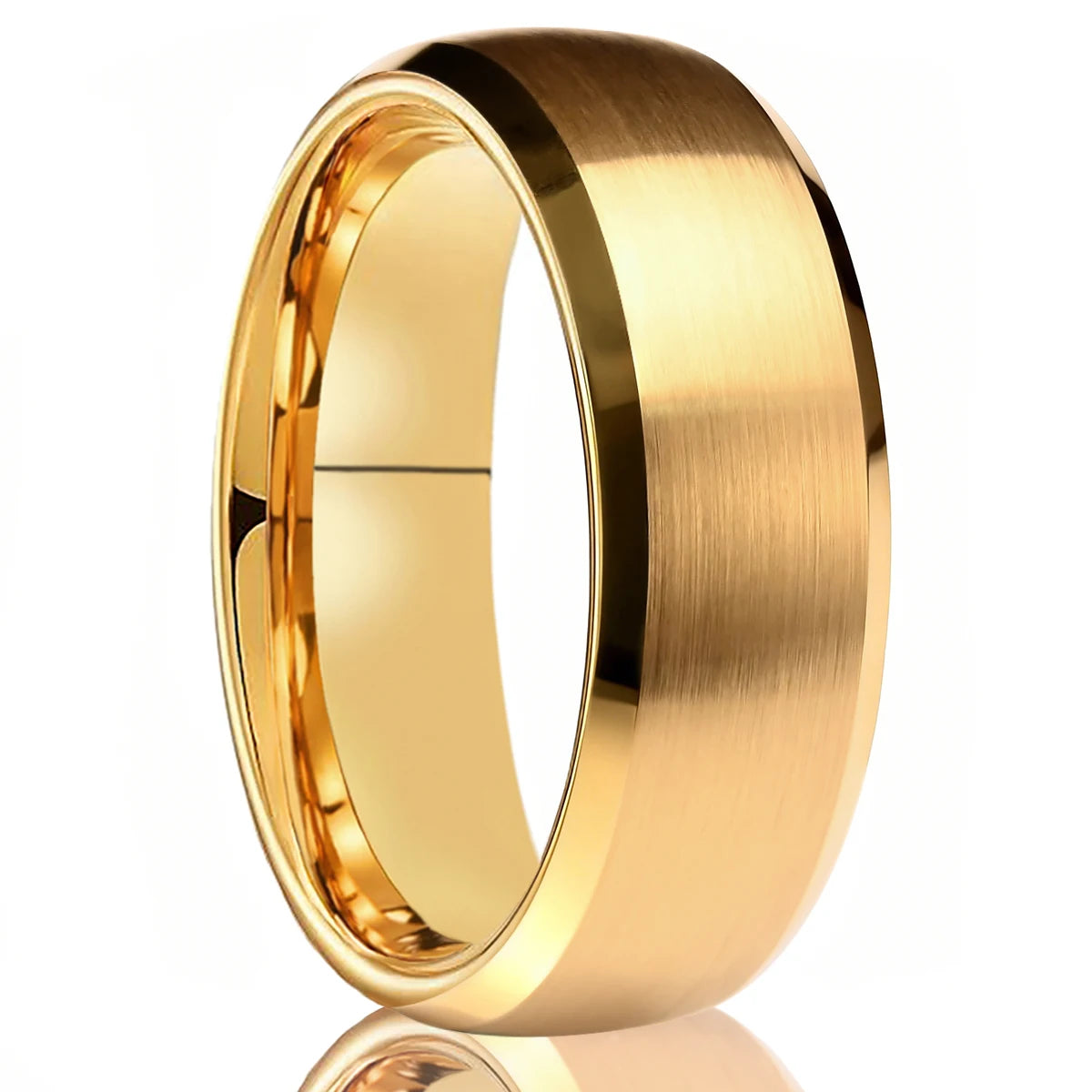 Brushed Gold Tungsten wedding Ring