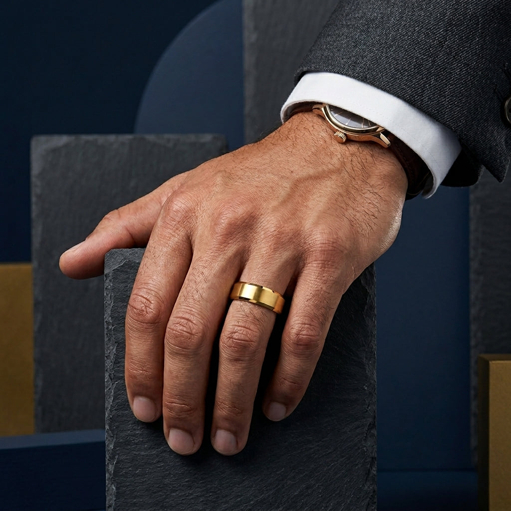 Brushed Gold Tungsten wedding Ring