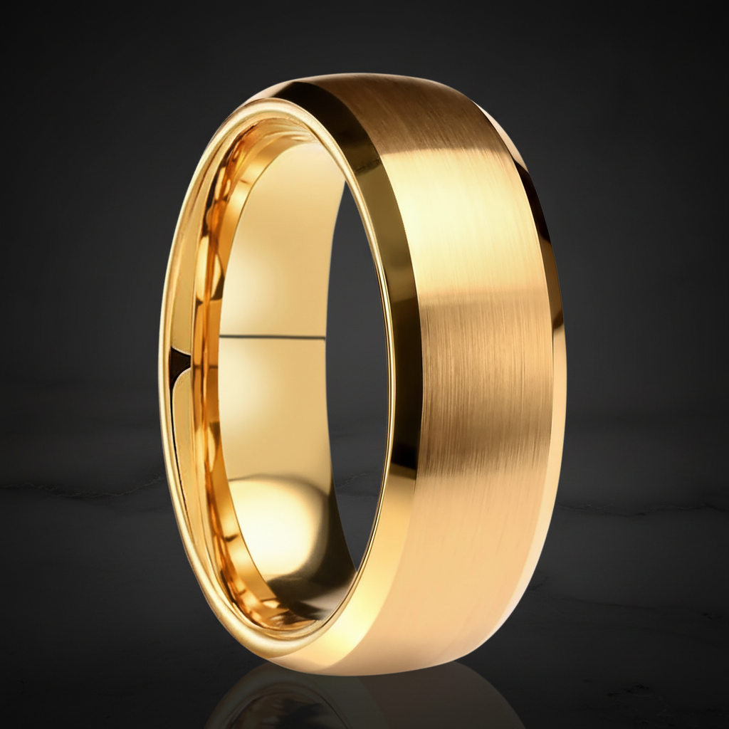 Brushed Gold Tungsten Ring