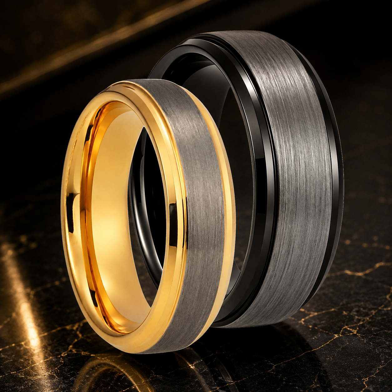 Brushed Silver Tungsten Steel Couple Wedding Band