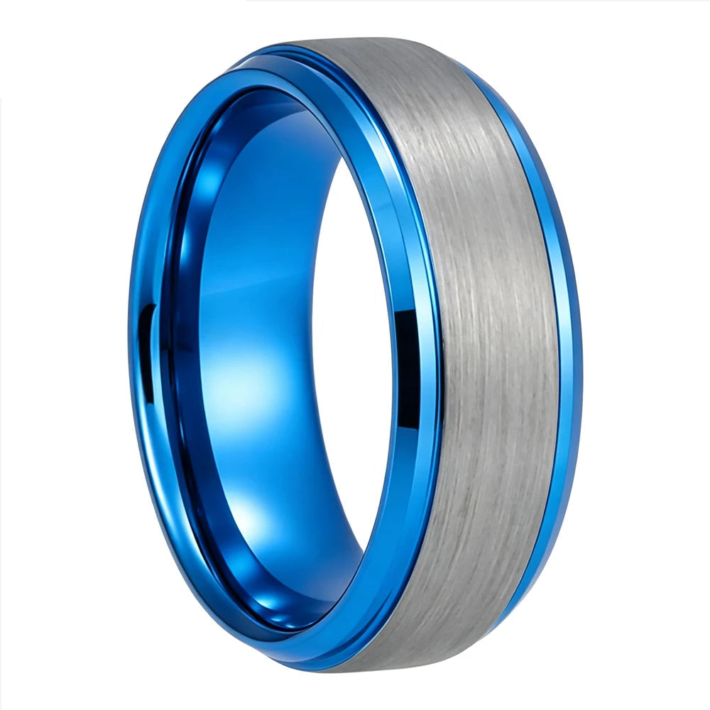 Brushed Silver Tungsten Steel Couple Wedding Band