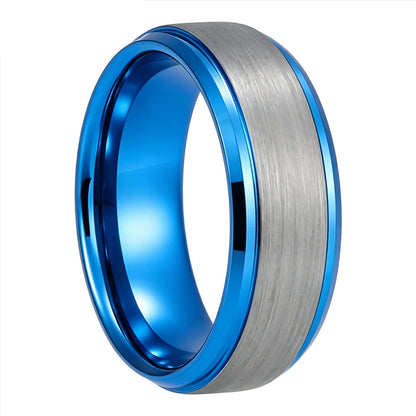 Brushed Silver Tungsten Steel Couple Wedding Band