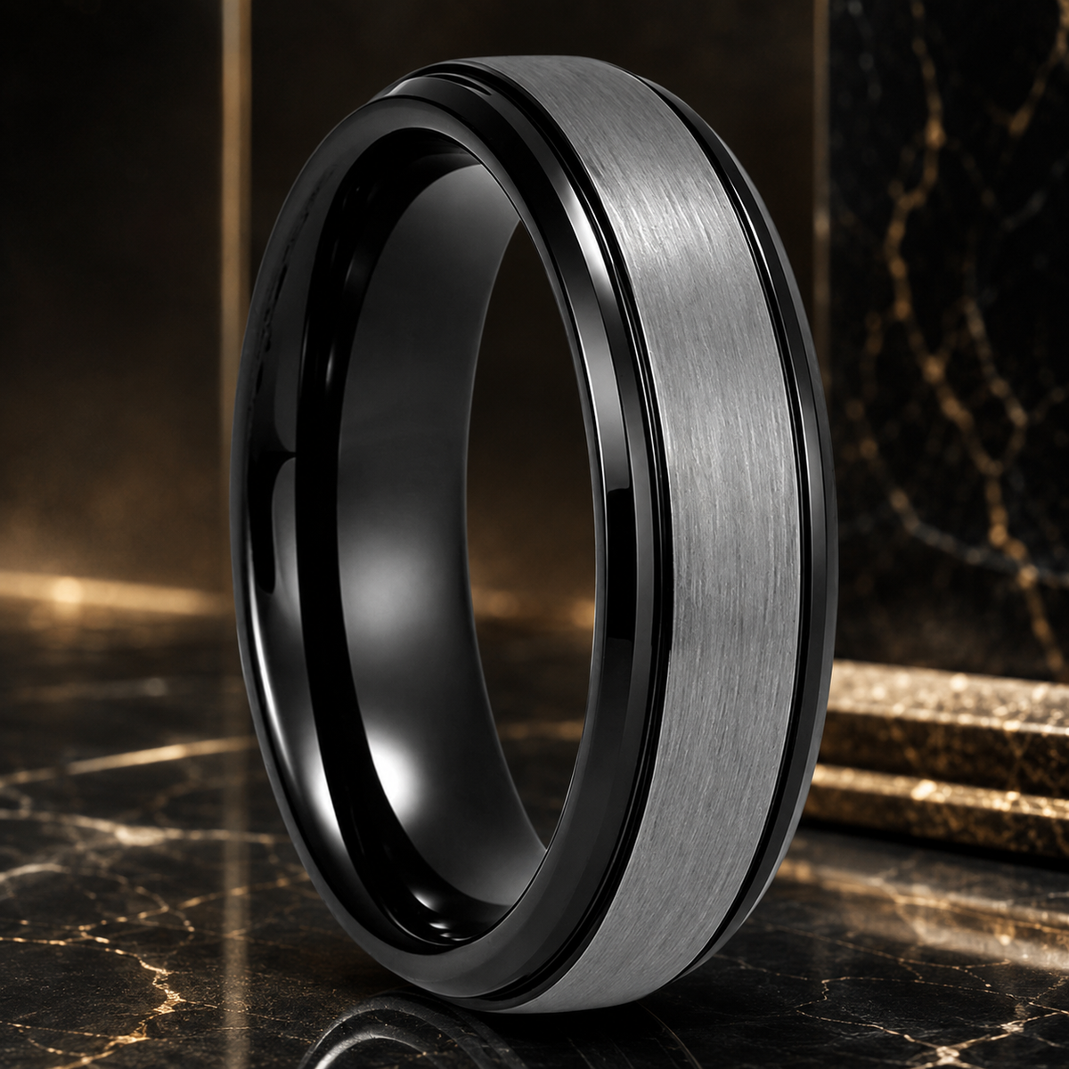 Brushed Silver Tungsten Steel Couple Wedding ring