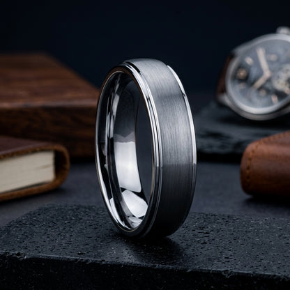 Brushed Silver Tungsten Wedding Band