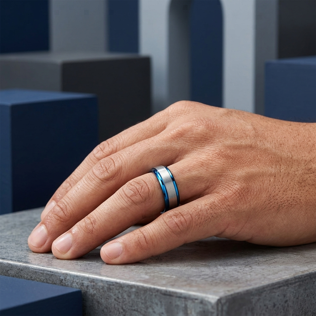 Brushed Silver Tungsten Steel Couple Wedding ring