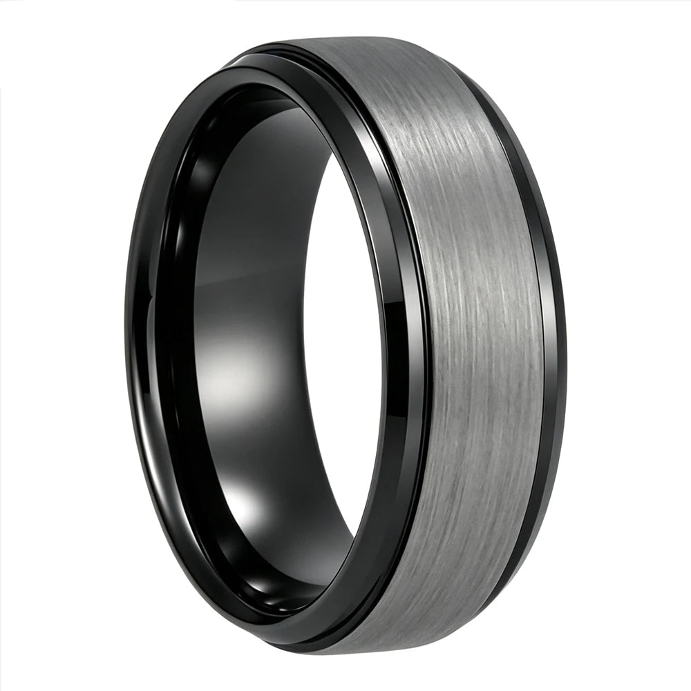 Brushed Silver Tungsten Steel Couple Wedding Band