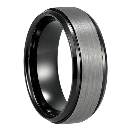 Brushed Silver Tungsten Steel Couple Wedding Band