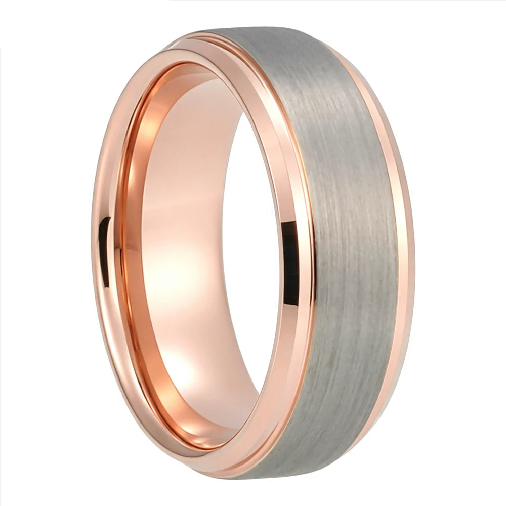 Brushed Silver Tungsten Steel Couple Wedding Band