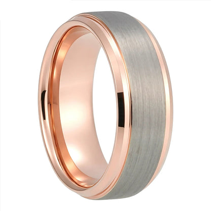 Brushed Silver Tungsten Steel Couple Wedding Band
