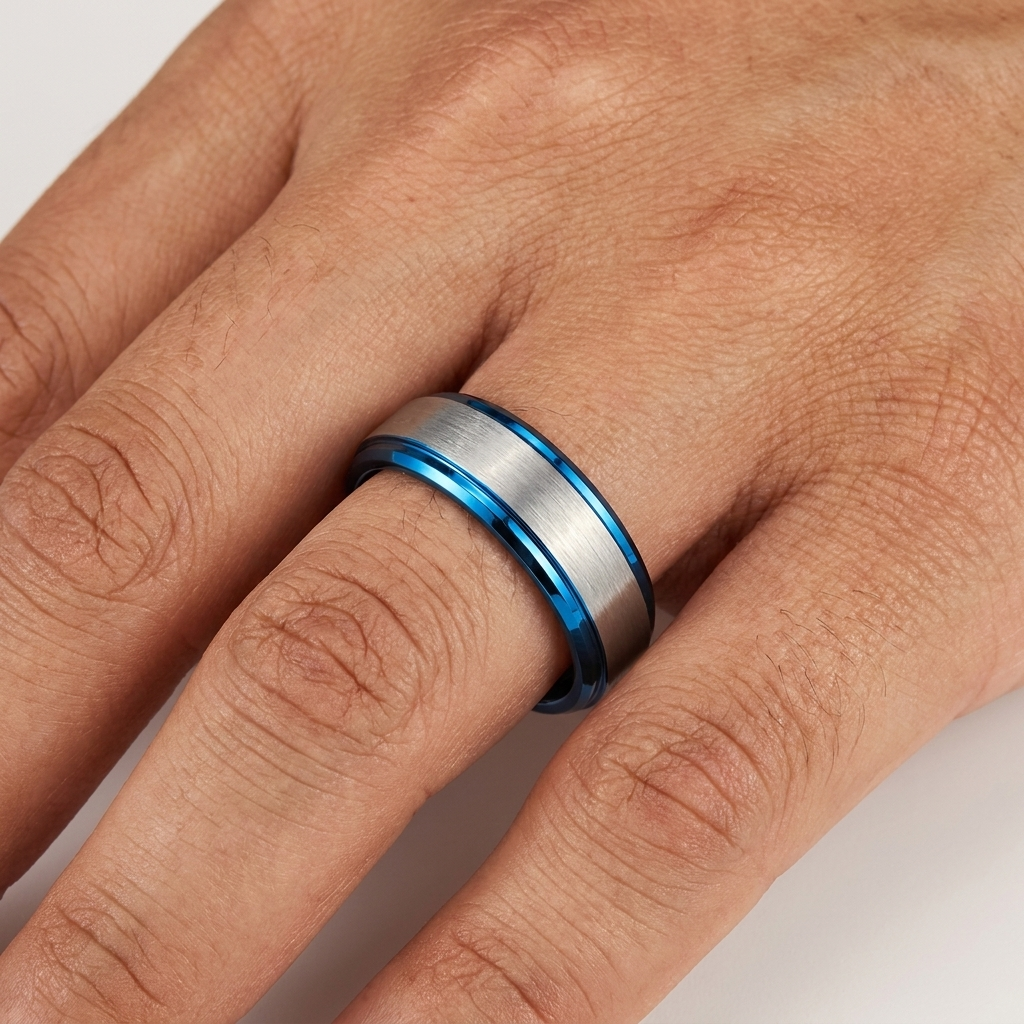 Brushed Silver Tungsten Steel Couple Wedding ring