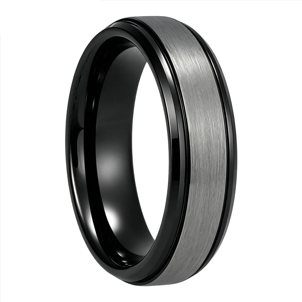 Brushed Silver Tungsten Steel Couple Wedding Band
