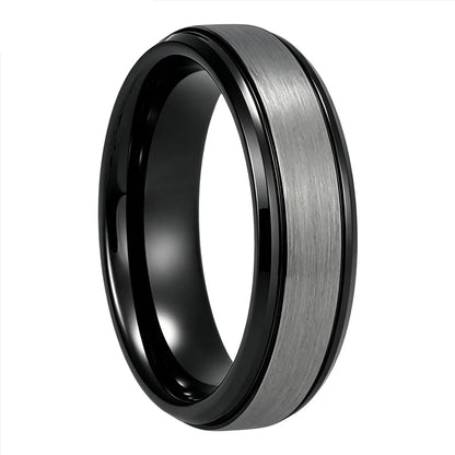 Brushed Silver Tungsten Steel Couple Wedding Band