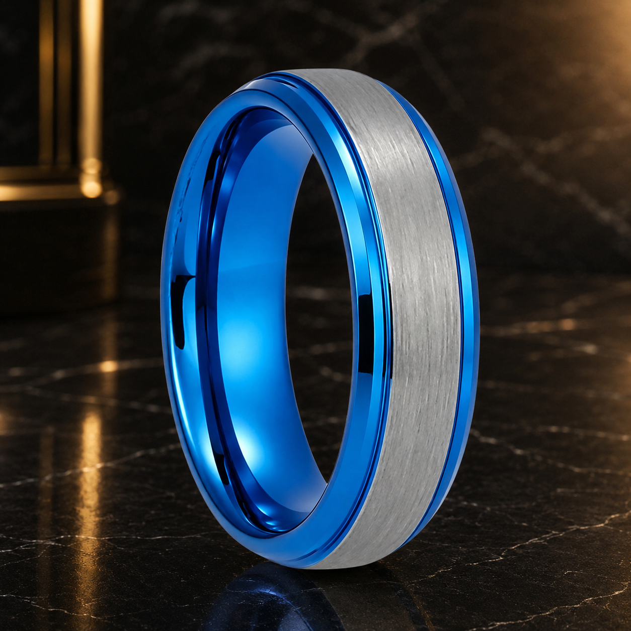 Brushed Silver Tungsten Steel Couple Wedding Band