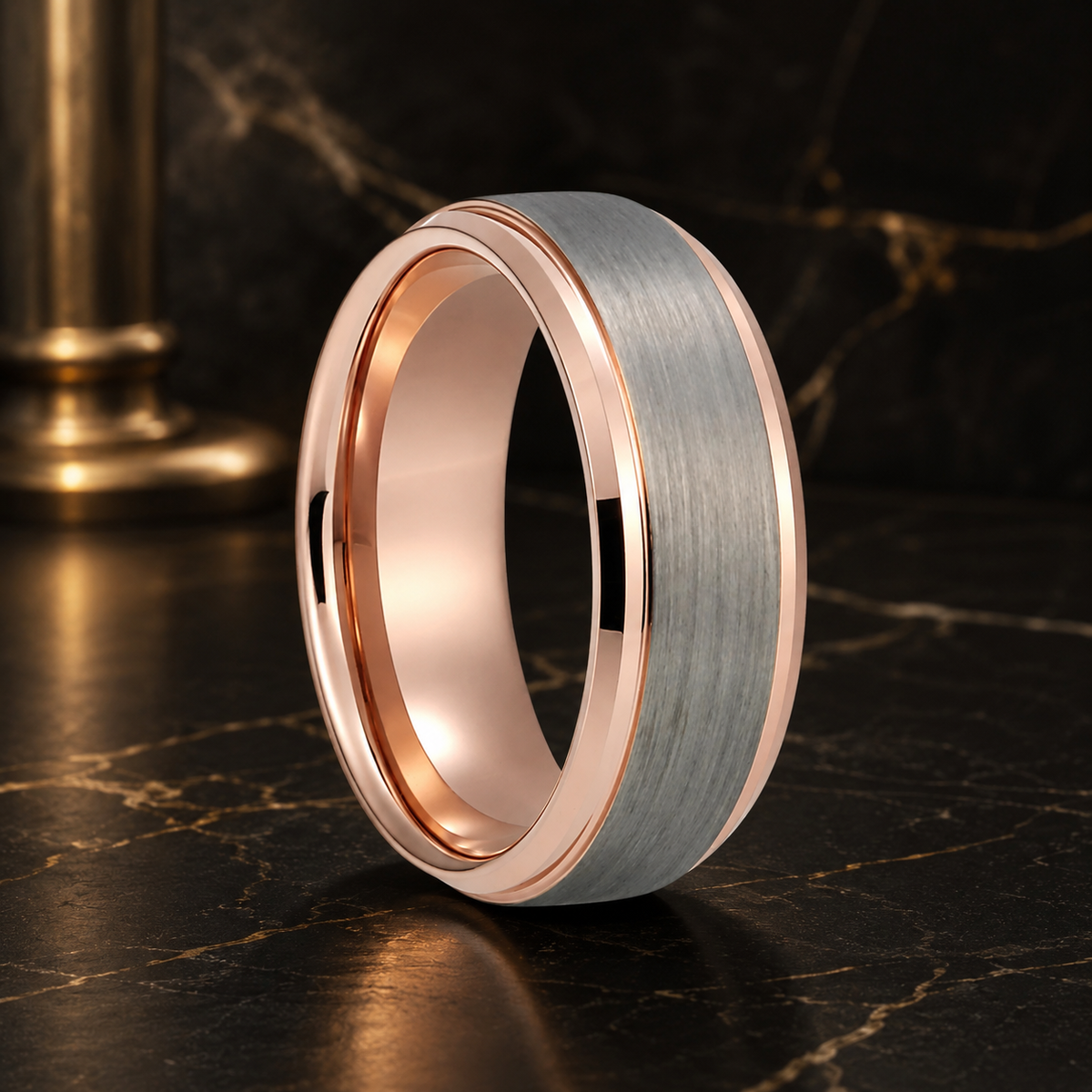 Brushed Silver Tungsten Steel Couple Wedding ring
