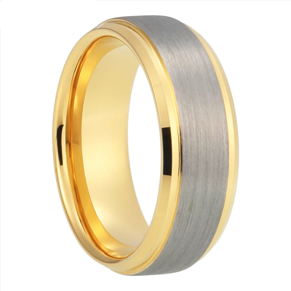 Brushed Silver Tungsten Steel Couple Wedding Band