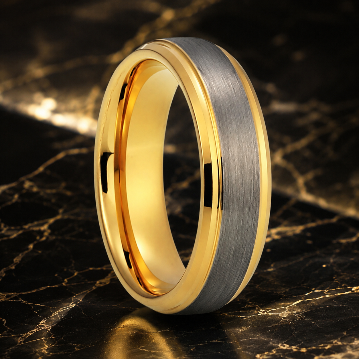 Brushed Silver Tungsten Steel Couple Wedding Band