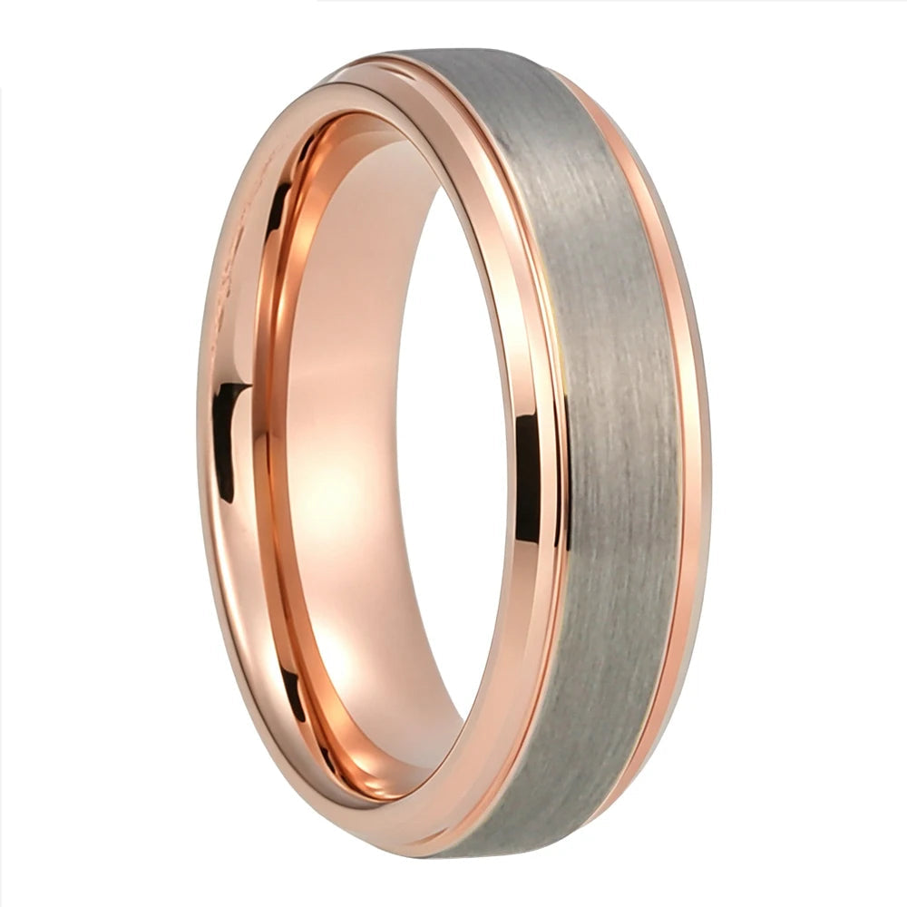 Brushed Silver Tungsten Steel Couple Wedding Band