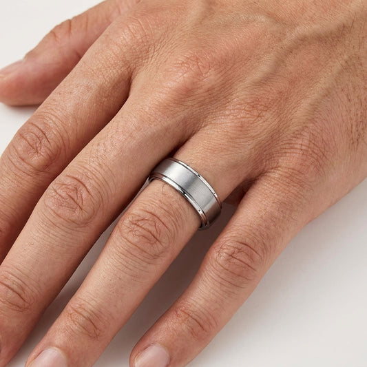 Brushed Silver Tungsten Wedding Band