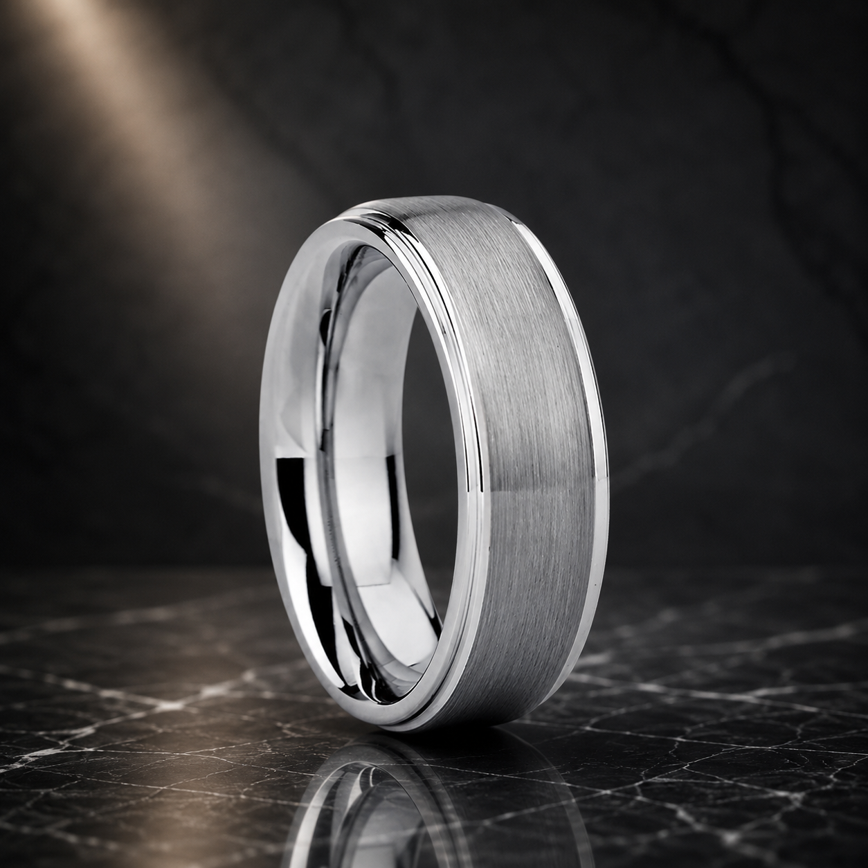 Brushed Silver Tungsten Wedding Band