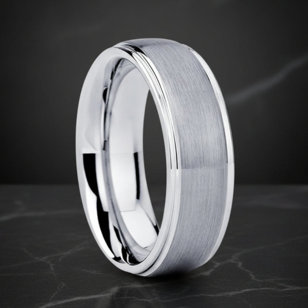 Brushed Silver Tungsten Wedding Band