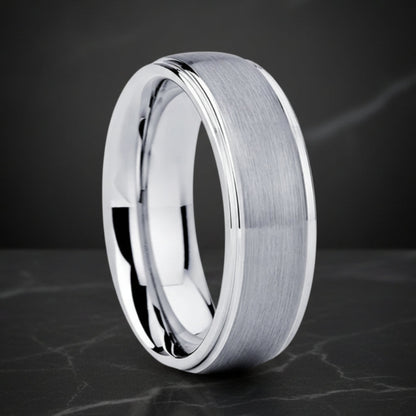 Brushed Silver Tungsten Wedding Band