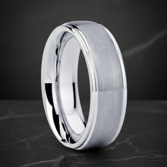 Brushed Silver Tungsten Wedding Band