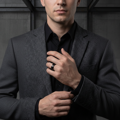 Brushed Tungsten Wedding Band – Beveled Edges