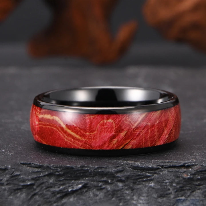 Burgundy Wood Tungsten Ring