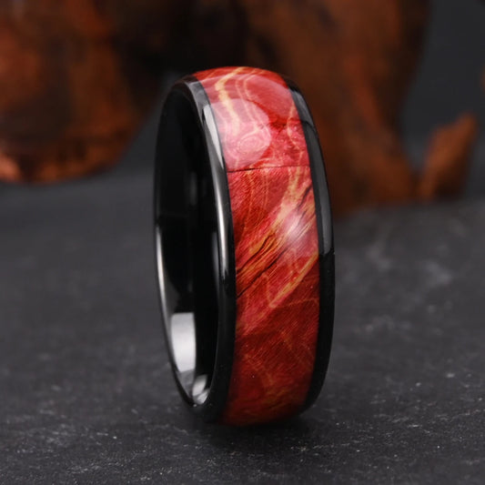 Burgundy Wood Tungsten Ring