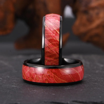 Burgundy Wood Tungsten Ring