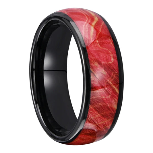 Burgundy Wood Tungsten Ring