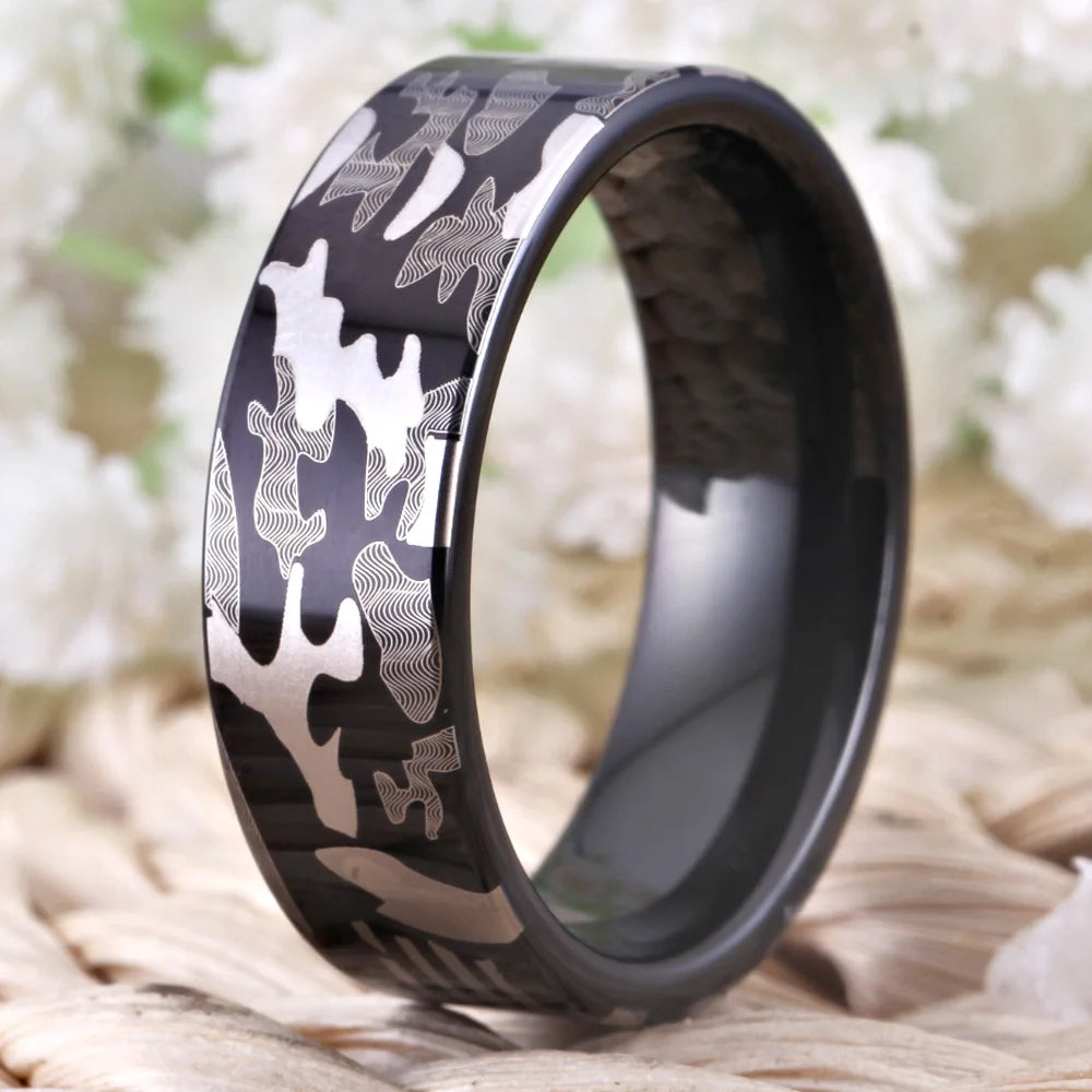 Camo Design Military Tungsten Ring