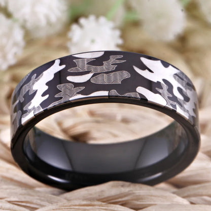 Camo Design Military Tungsten Ring