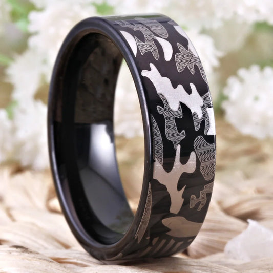 Camo Design Military Tungsten Ring