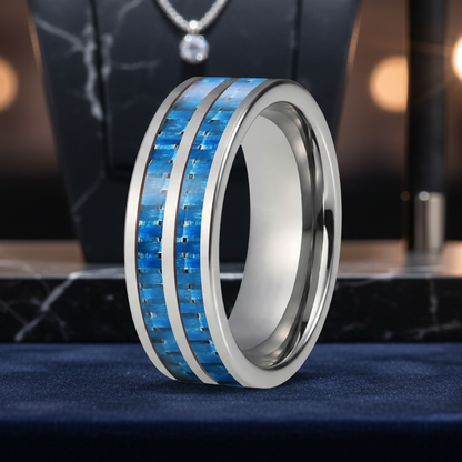 Carbon Fiber Groove Tungsten Wedding Band