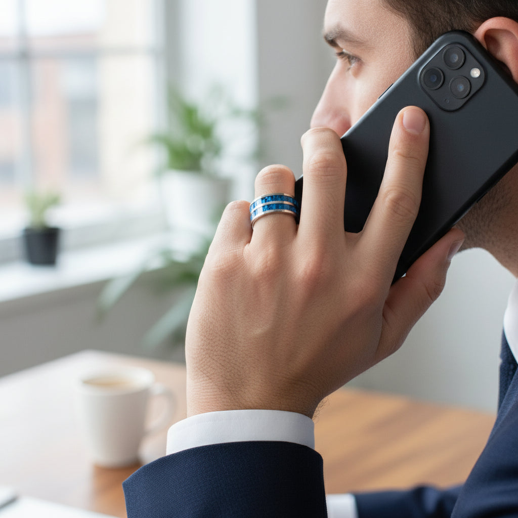 Carbon Fiber Groove Tungsten Wedding Band