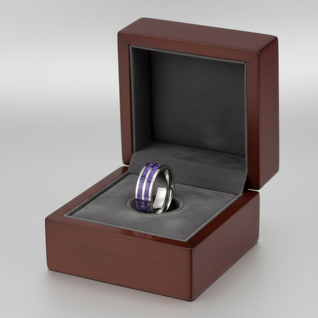 Carbon Fiber Groove Tungsten Wedding Band