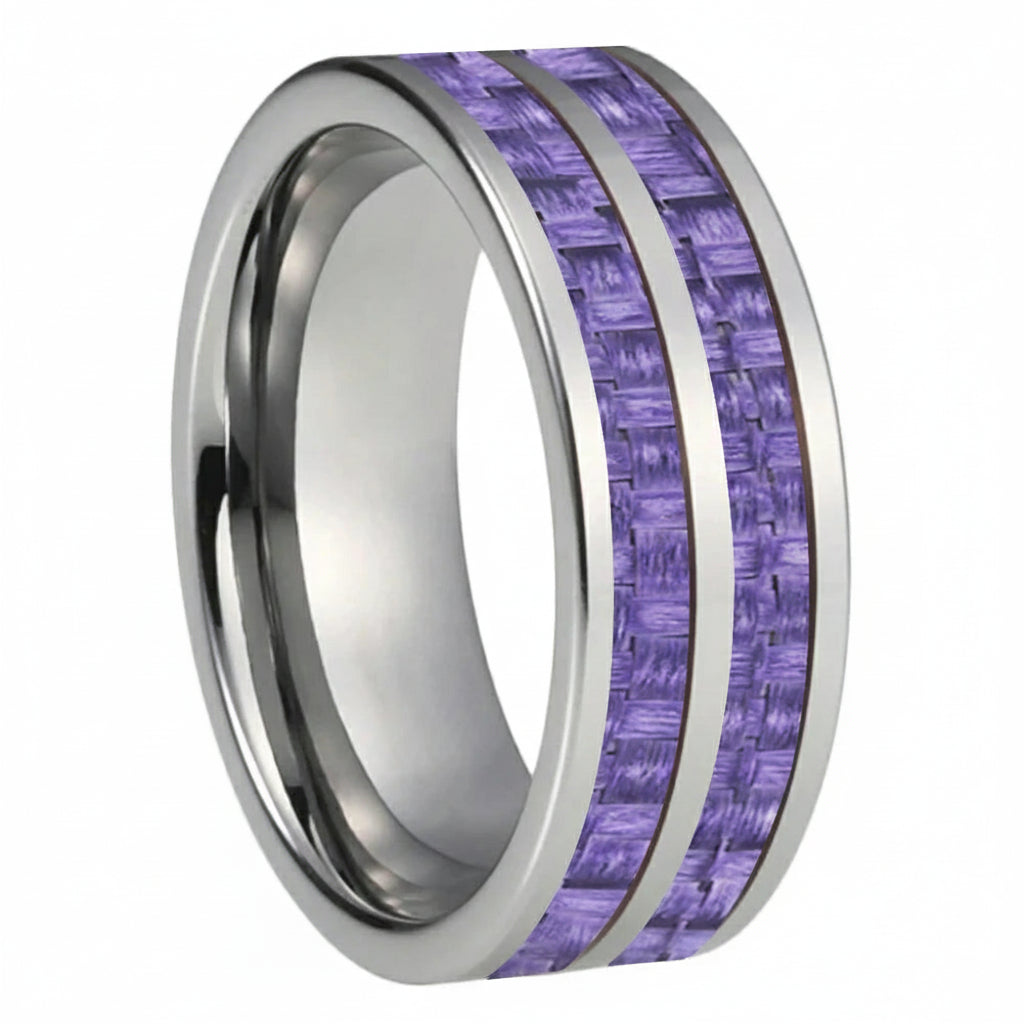 Carbon Fiber Groove Tungsten Wedding Band