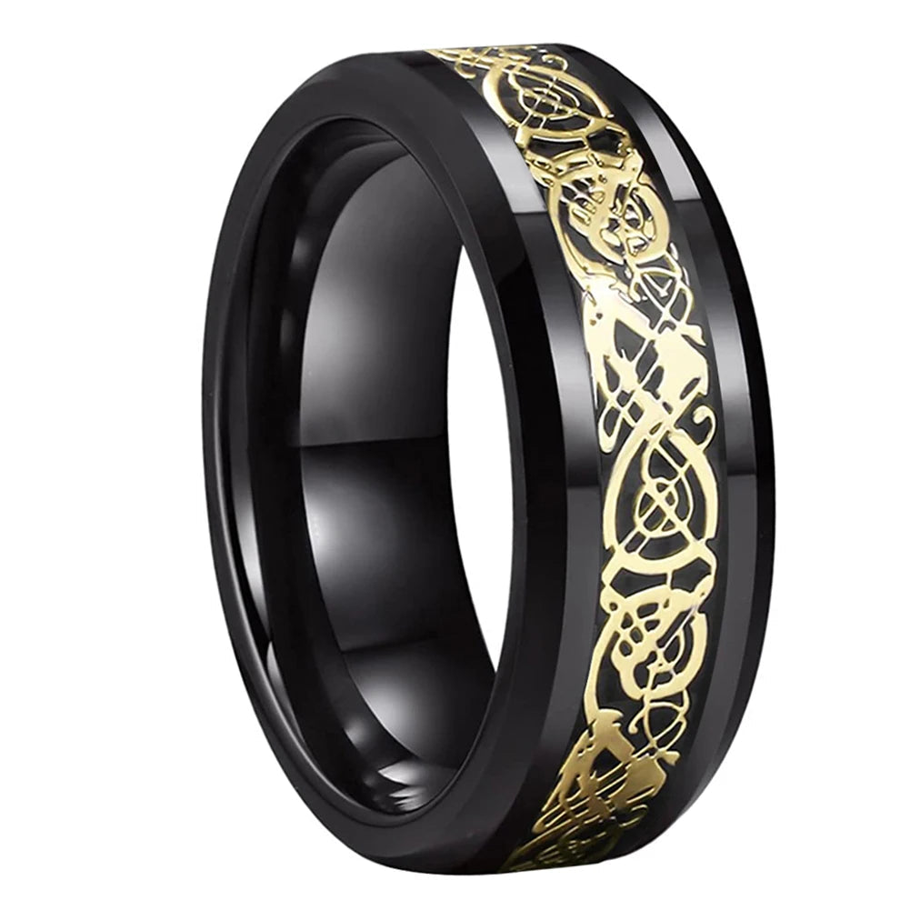 Carbon Fiber Inlay Dragon Ring