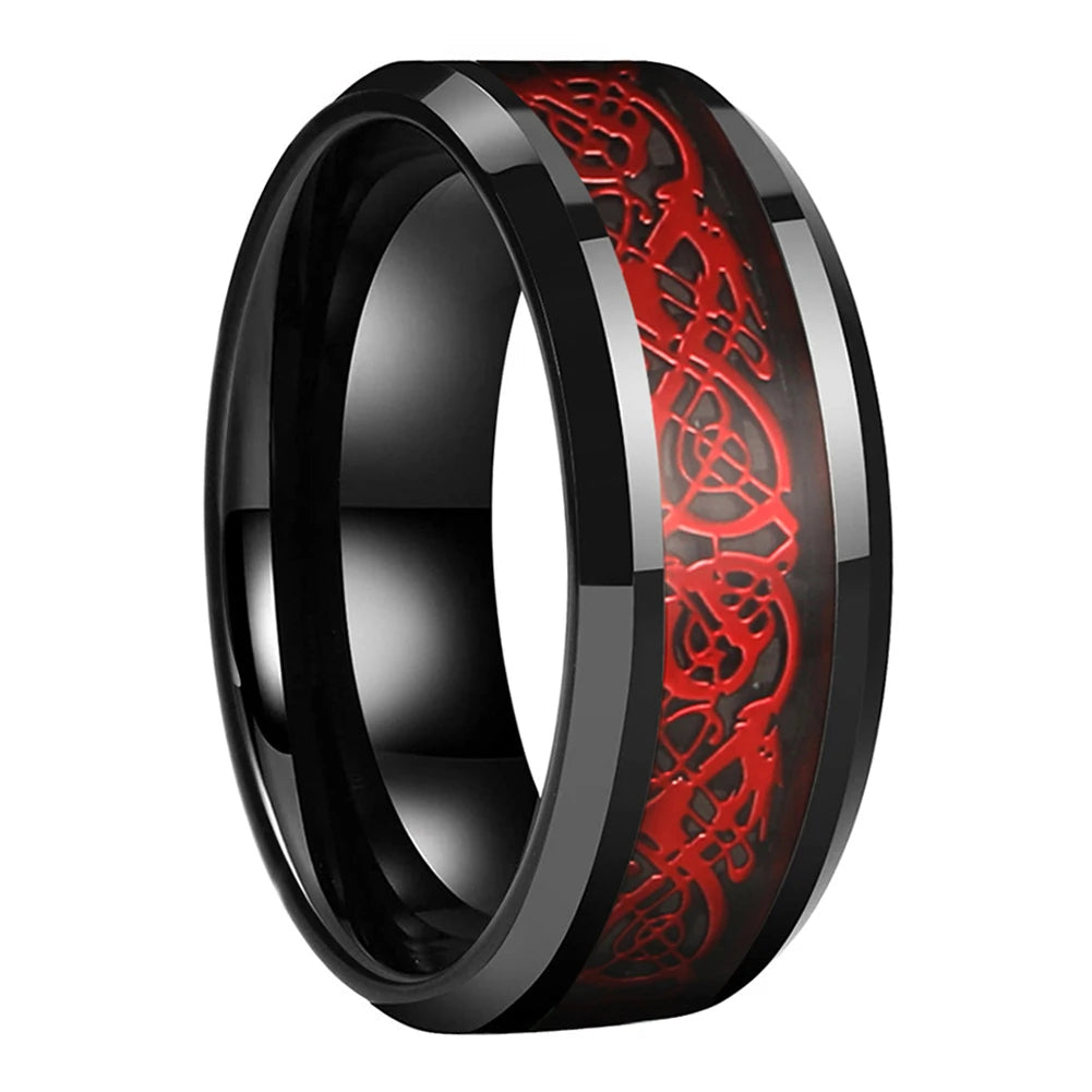 Carbon Fiber Inlay Dragon Ring