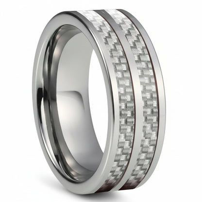 Carbon Fiber Groove Tungsten Wedding Band