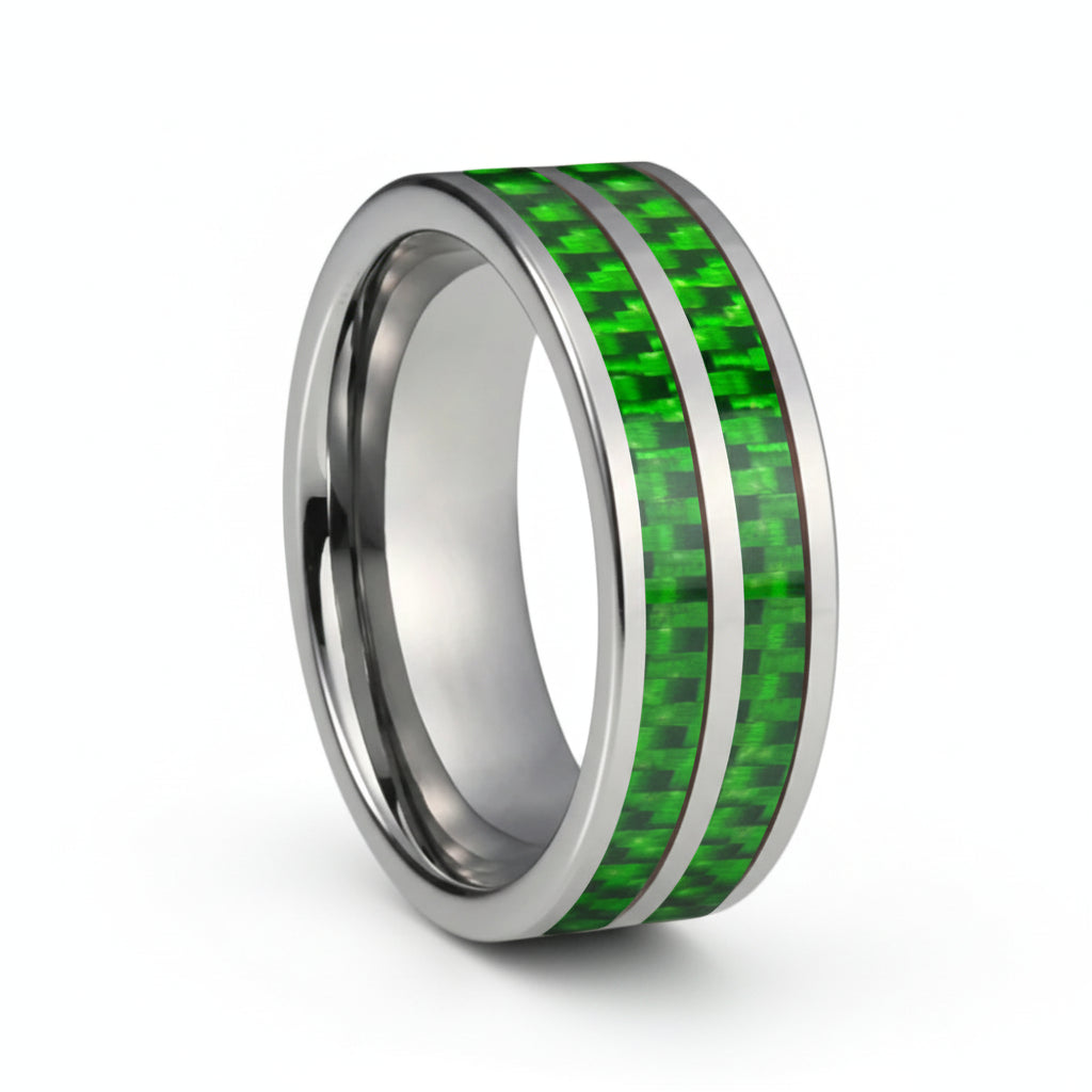 Carbon Fiber Groove Tungsten Wedding Band