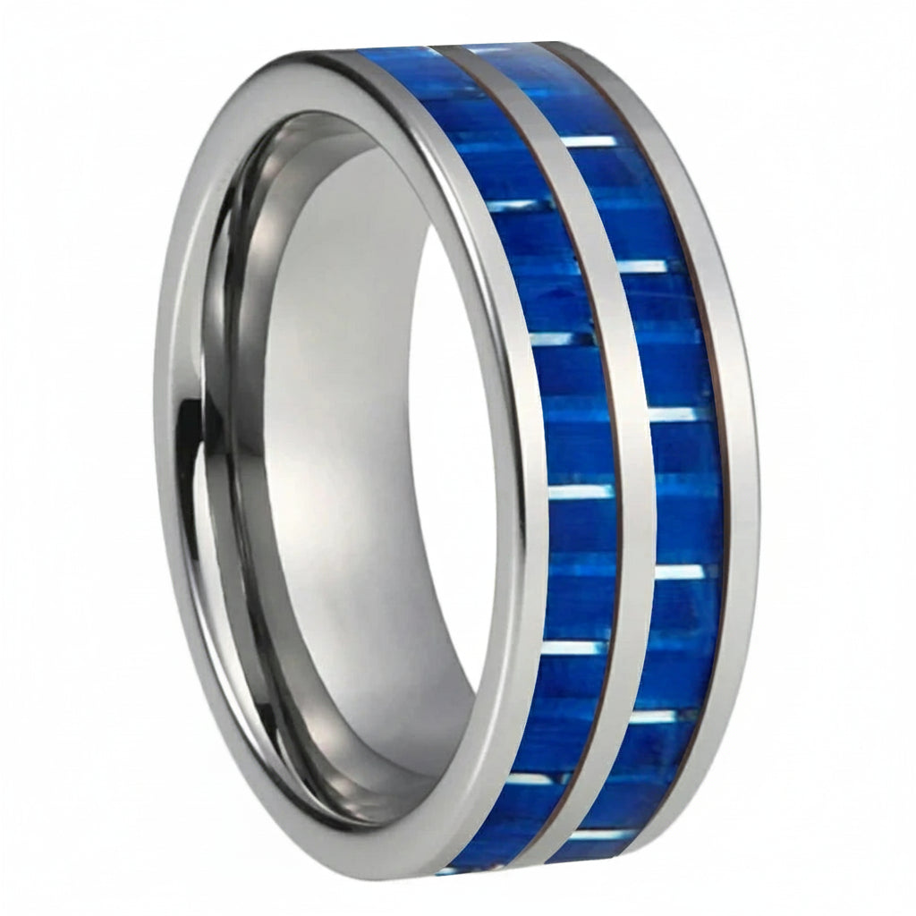 Carbon Fiber Groove Tungsten Wedding Band