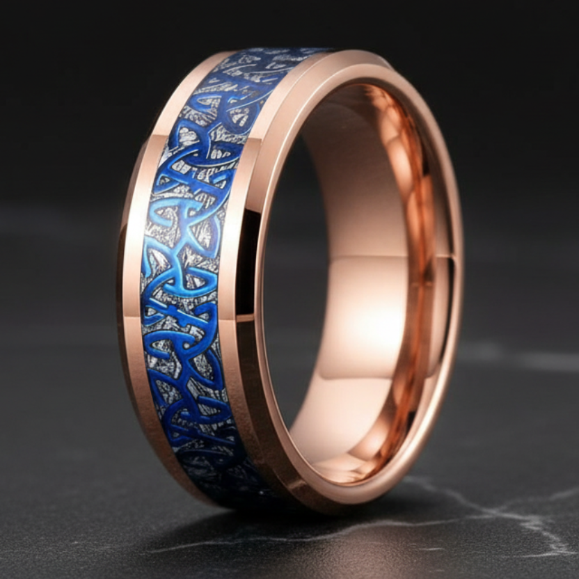 Celtic Knot Inlay Tungsten Wedding Band