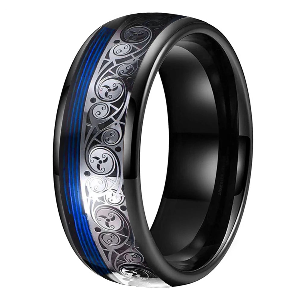 Celtic Spiral Tungsten Ring