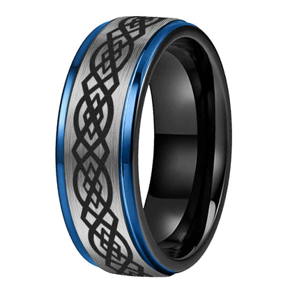 Celtic Engraved Matte Tungsten Wedding Ring