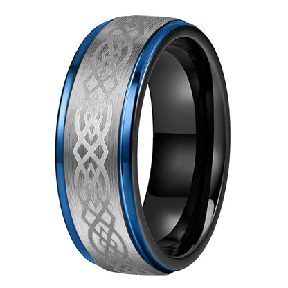 Celtic Engraved Matte Tungsten Wedding Ring