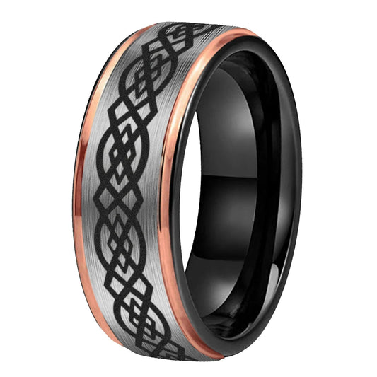 Celtic Engraved Matte Tungsten Wedding Ring